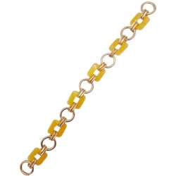 Angel Çanta Aksesuar 40 cm Kare Akrilik Yaylı Halkalı Çanta Zinciri Sarı Renk Light Gold Metalli - 2