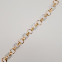 Angel Çanta Aksesuar 40 cm Kare Akrilik Yaylı Halkalı Çanta Zinciri Simli Light Gold Metalli - 3