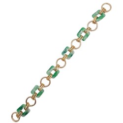 Angel Çanta Aksesuar 40 cm Kare Akrilik Yaylı Halkalı Çanta Zinciri Yeşil Renk Light Gold Metalli - 2