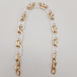 Angel Çanta Aksesuar 42 Cm Akrilik Görünümlü Beyaz Plastik Zincir Köprü Model - Angel Çanta Aksesuar