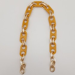 Angel Çanta Aksesuar 42 Cm Akrilik Görünümlü Hardal Sarı Plastik Zincir Köprü Model - Angel Çanta Aksesuar