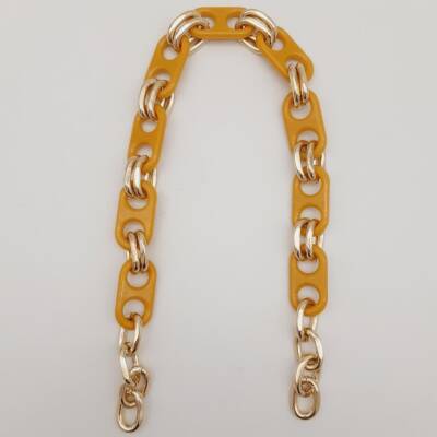 Angel Çanta Aksesuar 42 Cm Akrilik Görünümlü Hardal Sarı Plastik Zincir Köprü Model - 1