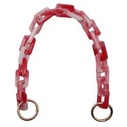 Angel Çanta Aksesuar 42 cm Akrilik Görünümlü Plastik Dikdörtgen Halkalı Zincir Bej Koyu Pembe Renk Light Gold Metalli - Angel Çanta Aksesuar