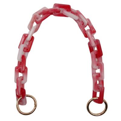 Angel Çanta Aksesuar 42 cm Akrilik Görünümlü Plastik Dikdörtgen Halkalı Zincir Bej Koyu Pembe Renk Light Gold Metalli - 1