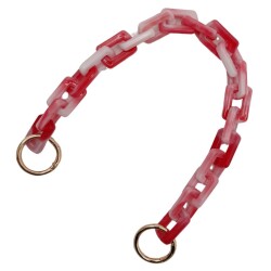 Angel Çanta Aksesuar 42 cm Akrilik Görünümlü Plastik Dikdörtgen Halkalı Zincir Bej Koyu Pembe Renk Light Gold Metalli - 2