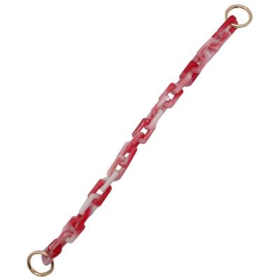 Angel Çanta Aksesuar 42 cm Akrilik Görünümlü Plastik Dikdörtgen Halkalı Zincir Bej Koyu Pembe Renk Light Gold Metalli - 3