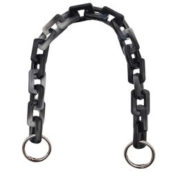 Angel Çanta Aksesuar 42 cm Akrilik Görünümlü Plastik Dikdörtgen Halkalı Zincir Gri Siyah Renk Gümüş Metalli - Angel Çanta Aksesuar