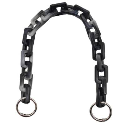 Angel Çanta Aksesuar 42 cm Akrilik Görünümlü Plastik Dikdörtgen Halkalı Zincir Gri Siyah Renk Gümüş Metalli - 1