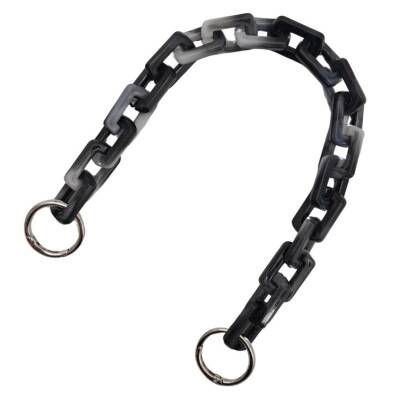 Angel Çanta Aksesuar 42 cm Akrilik Görünümlü Plastik Dikdörtgen Halkalı Zincir Gri Siyah Renk Gümüş Metalli - 2