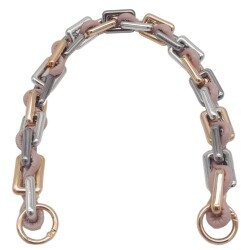 Angel Çanta Aksesuar 45 cm Derili Köşeli Renkli Akrilik Zincir Pudra Renk Derili Yaylı Halkalı - 2