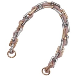 Angel Çanta Aksesuar 45 cm Derili Köşeli Renkli Akrilik Zincir Pudra Renk Derili Yaylı Halkalı - 3