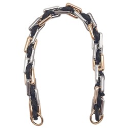 Angel Çanta Aksesuar 45 cm Derili Köşeli Renkli Akrilik Zincir Siyah Renk Derili Yaylı Halkalı - Angel Çanta Aksesuar