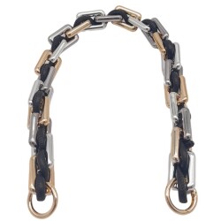 Angel Çanta Aksesuar 45 cm Derili Köşeli Renkli Akrilik Zincir Siyah Renk Derili Yaylı Halkalı - 2