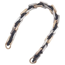 Angel Çanta Aksesuar 45 cm Derili Köşeli Renkli Akrilik Zincir Siyah Renk Derili Yaylı Halkalı - 3