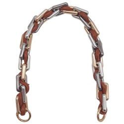 Angel Çanta Aksesuar 45 cm Derili Köşeli Renkli Akrilik Zincir Taba Renk Derili Yaylı Halkalı - Angel Çanta Aksesuar