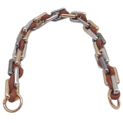 Angel Çanta Aksesuar 45 cm Derili Köşeli Renkli Akrilik Zincir Taba Renk Derili Yaylı Halkalı - 2