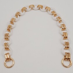 Angel Çanta Aksesuar 48 cm Sekizgen Akrilik Çanta Sapı Zinciri Beyaz Renk Light Gold Metal - 2