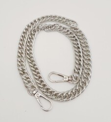 Angel Çanta Aksesuar 60 cm Gümüş Renk Kancalı Çift Halkalı Çanta Zinciri - Angel Çanta Aksesuar