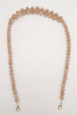 Angel Çanta Aksesuar 80 cm Kancalı Vizon Renk İncili Akrilik Zincir Light Gold Metalli - 3