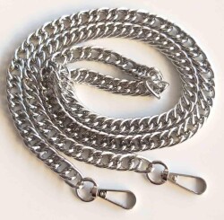 Angel Çanta Aksesuar Çift Halkalı Gümüş Zincir Kancalı 1 Metre - Angel Çanta Aksesuar