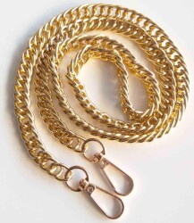 Angel Çanta Aksesuar Çift Halkalı Light Gold Çanta Zinciri Kancalı (120 Cm) - Angel Çanta Aksesuar