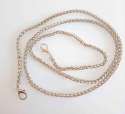 Angel Çanta Aksesuar Gümüş Renk Örgü Model Çanta Zinciri (120 Cm ) - Angel Çanta Aksesuar