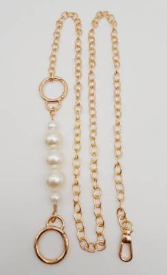 Angel Çanta Aksesuar İncili Kulaklı Yaylı Halkalı 120 cm Çanta Zinciri Light Gold - 1