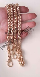 Angel Çanta Aksesuar Light Gold Renk Kalın Örgü Çanta Zinciri Kancalı (120 Cm) - Angel Çanta Aksesuar