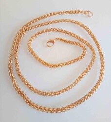 Angel Çanta Aksesuar Light Gold Renk Örgü Model Çanta Zinciri (120 Cm) - Angel Çanta Aksesuar