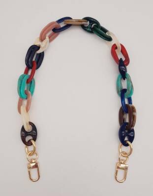 Angel Çanta Aksesuar Renkli 55 Cm Oval Halkalı Light Gold Kancalı Akrilik Zincir - 1