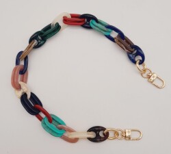 Angel Çanta Aksesuar Renkli 55 Cm Oval Halkalı Light Gold Kancalı Akrilik Zincir - 2