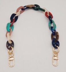 Angel Çanta Aksesuar Renkli 55 Cm Oval Halkalı Light Gold Kancalı Akrilik Zincir - 3