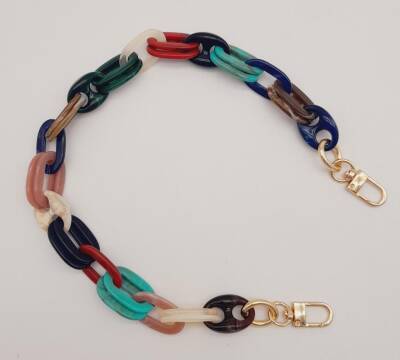 Angel Çanta Aksesuar Renkli 55 Cm Oval Halkalı Light Gold Kancalı Akrilik Zincir - 2