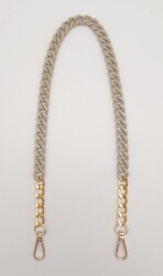 Angel Çanta Aksesuar Renkli Metal 60 cm Kancalı Zincir Bej - Angel Çanta Aksesuar