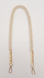 Angel Çanta Aksesuar Renkli Metal 60 cm Kancalı Zincir Krem - Angel Çanta Aksesuar