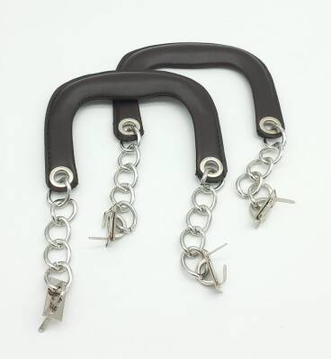 Angel Çanta Aksesuar Kahverengi Suni Deri Kapsüllü Tutma Sapı Zincirli Gümüş Metalli - 1