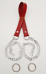 Angel Çanta Aksesuar Suni Deri Dikişli Gümüş Zincirli Kırmızı Renk Çanta Sapı - Angel Çanta Aksesuar