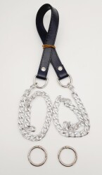 Angel Çanta Aksesuar Suni Deri Dikişli Gümüş Zincirli Lacivert Renk Çanta Sapı - Angel Çanta Aksesuar