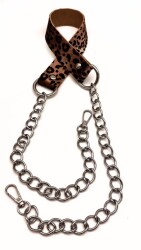 Angel Çanta Aksesuar Suni Deri Gümüş Renk Zincirli Leopar Renk Çanta Sapı - Angel Çanta Aksesuar