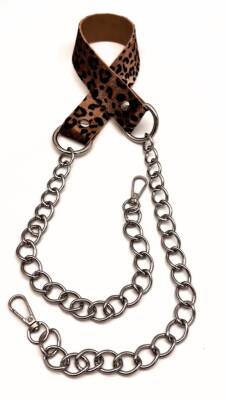 Angel Çanta Aksesuar Suni Deri Gümüş Renk Zincirli Leopar Renk Çanta Sapı - 1