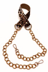 Angel Çanta Aksesuar Suni Deri Light Gold Zincirli Leopar Renk Çanta Sapı - Angel Çanta Aksesuar