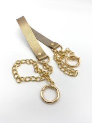 Angel Çanta Aksesuar Tek Kat Suni Deri Gold Renk İnce Zincirli Sap Light Gold Metal - Angel Çanta Aksesuar
