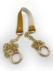 Angel Çanta Aksesuar Tek Kat Suni Deri Hardal Renk İnce Zincirli Sap Light Gold Metal - Angel Çanta Aksesuar