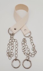 Angel Çanta Aksesuar Tek Kat Suni Deri Krem Renk İnce Zincirli Sap Gümüş Metal - Angel Çanta Aksesuar