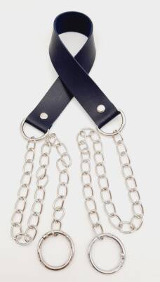 Angel Çanta Aksesuar Tek Kat Suni Deri Lacivert Renk İnce Zincirli Sap Gümüş Metal - 1