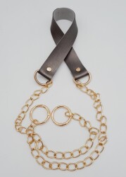 Angel Çanta Aksesuar Tek Kat Suni Deri Parlak Gri Renk İnce Zincirli Sap Light Gold Metal - Angel Çanta Aksesuar